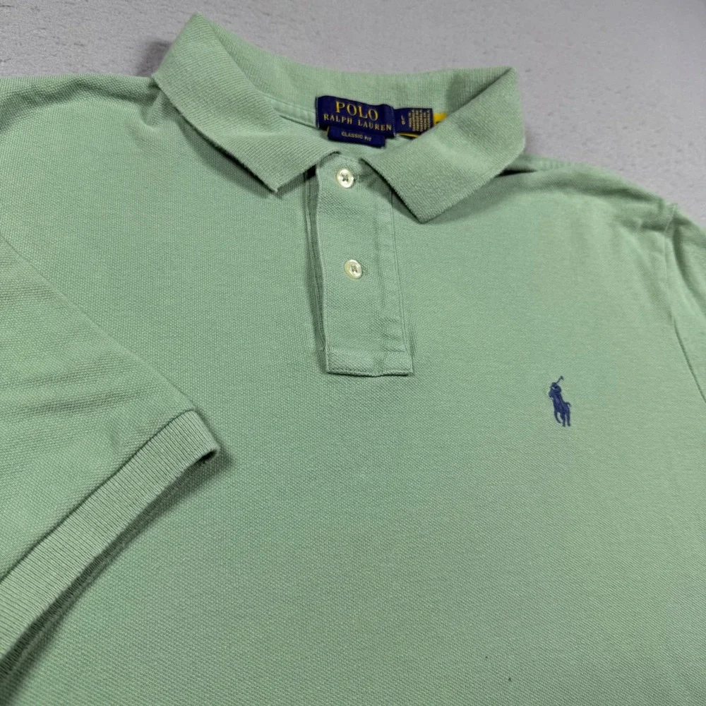 Polo Ralph Lauren Mens Classic Fit Short Sleeve Polo Shirt Sage Green Large